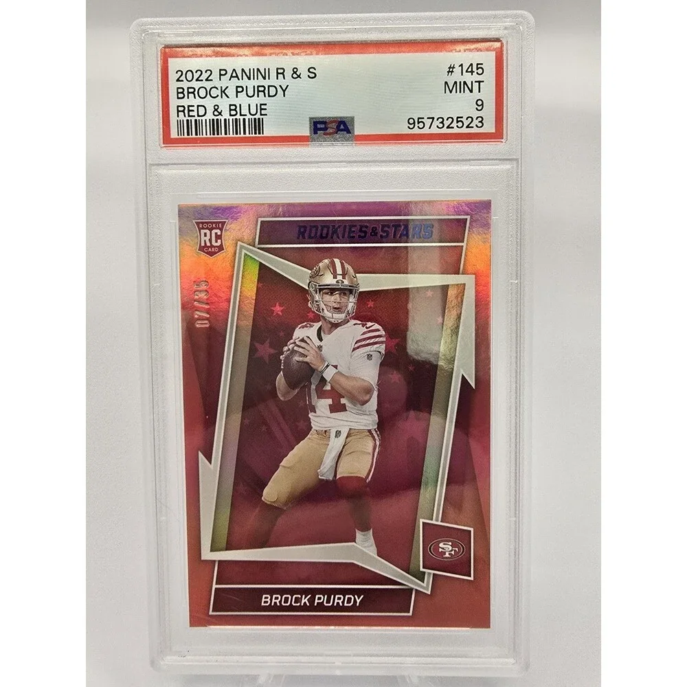 2022 Panini Rookies & Stars Brock Purdy Red Blue Parallel RC /35 #145 PSA 9 MINT